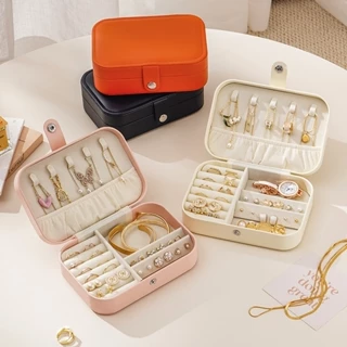 CASEGRACE Caixa De Jóias De Viagem Organizadora Em Couro PU Para Mulheres Mini Portátil De Armazenamento Brincos Colares De Anéis