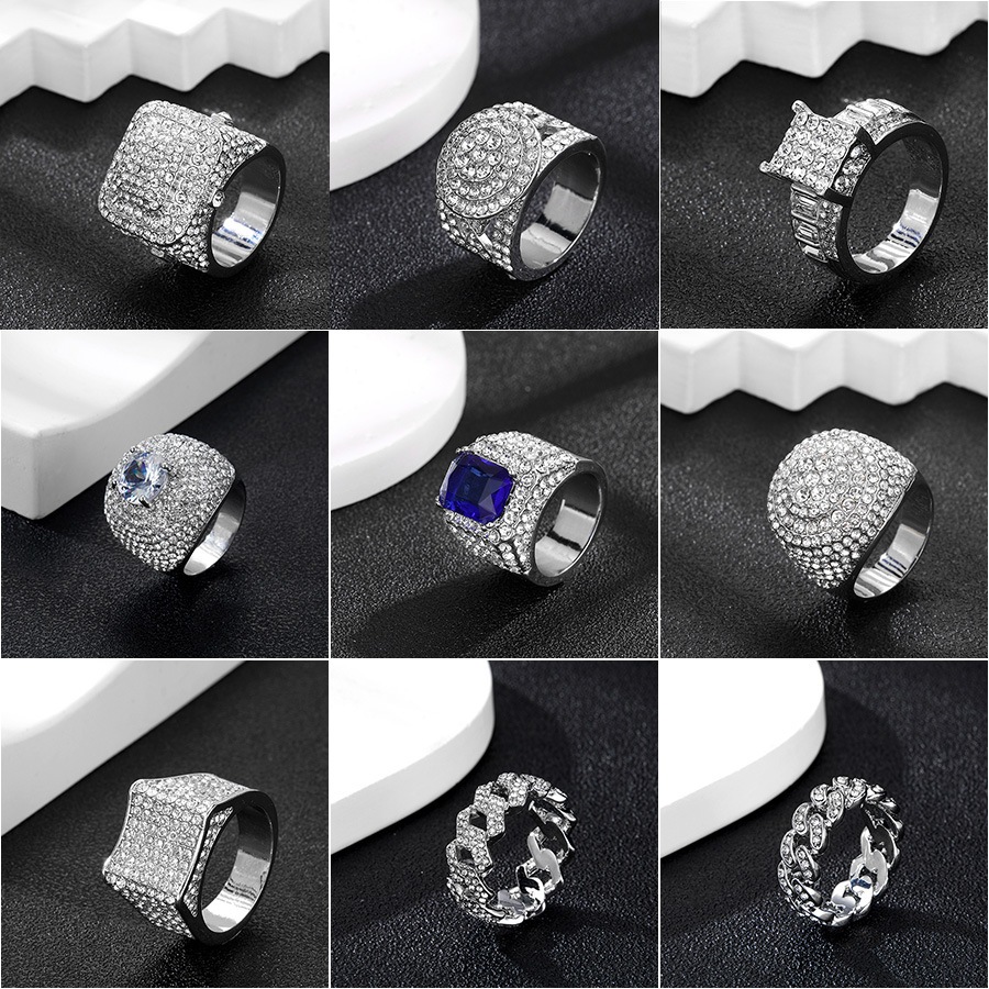 Novo Anel Cubano De Diamante Completo Moda Masculina Zircon Hip Hop Jóias