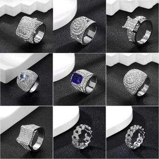 Novo Anel Cubano De Diamante Completo Moda Masculina Zircon Hip Hop Jóias