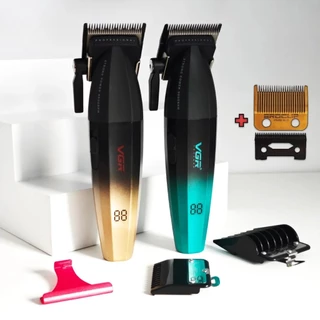 VGR V003 Novo Clipper Elétrico Sem Fio 9000rpm Gravação De Cabeleireiro Para Salão Aparador Gradiente De Barbear