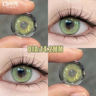 1 Par/2pcs Lentes De Contato Verdes ksseye Macias Estilo Íris 14,2mm Verde Gatinho Híbrido 1 Ano Use Doll Eye Maquiagem Confortável