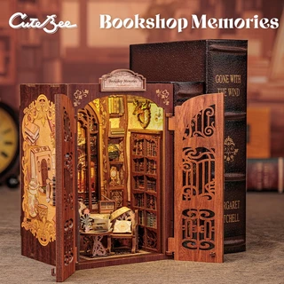 CUTEBEE DIY Book Nook Bookshop Memórias Da Livraria Mini Dollhouse Casa Miniatura 3D Puzzle Modelo