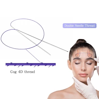 1Pc PDO Fios U Cog Fox Eye Eyebrow Lifting Cones Cog Moldagem Rosca De Agulha Dupla