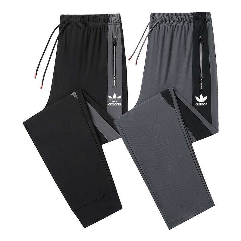 Calça esportiva de cor correspondente Homens de tamanho grande Solto de secagem rápida Protetor solar respirável Calça Casual de perna reta / Calça de pé gordo