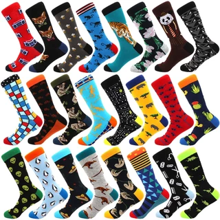 Meias De hip hop harajuku Masculinas polka Ponto Extraterrestre skateboard animal Xadrez Engraçadas De Corte Médio