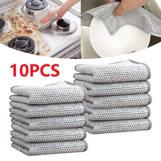 20cm Dupla Face De Arame De Aço Lavagem De Louça Pano Espesso Remoção De Ferrugem Óleo Antiaderente Esponja Acessórios De Limpeza Doméstica