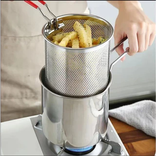Fritadeira De Cozinha Panela Profunda 304 Em Aço Inoxidável Com Filtro Tempura Frango Frito Ferramentas De Cozimento