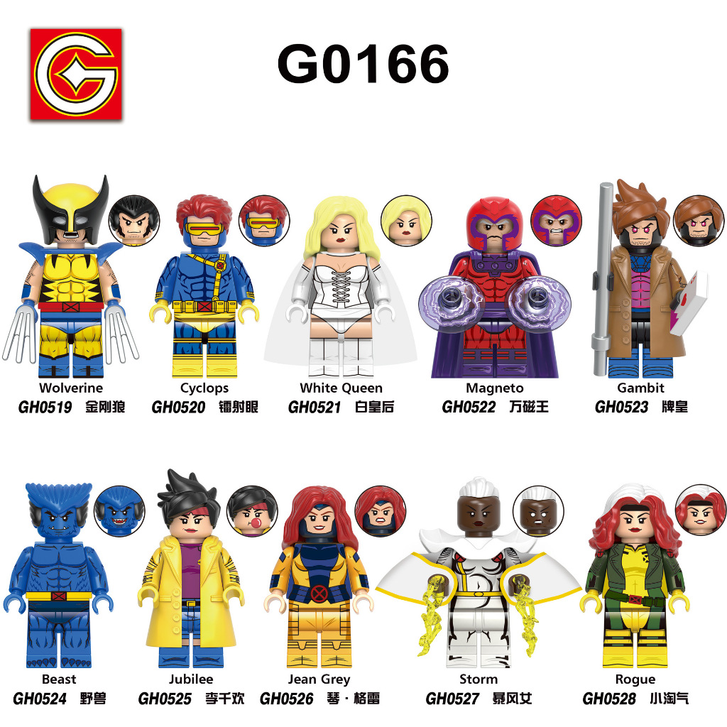 O Super Herói Esquadrão Mostra Minifiguras Blocos De Construção Wolverine WhiteQueen Magneto Figuras De Brinquedo