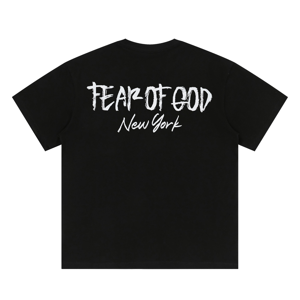 FEAR OF GOD FOG TWIN ESSENTIALS New York Limited Back Letter Imprimir  Camiseta De Manga Curta De Algodão Solta Para