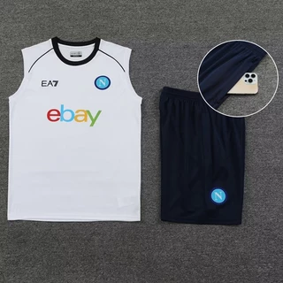 Nápoles Colete sem mangas Treinamento Jersey Jersey Jersey Jersey de Futebol Jersey de Nápoles Calções com Bolsos
