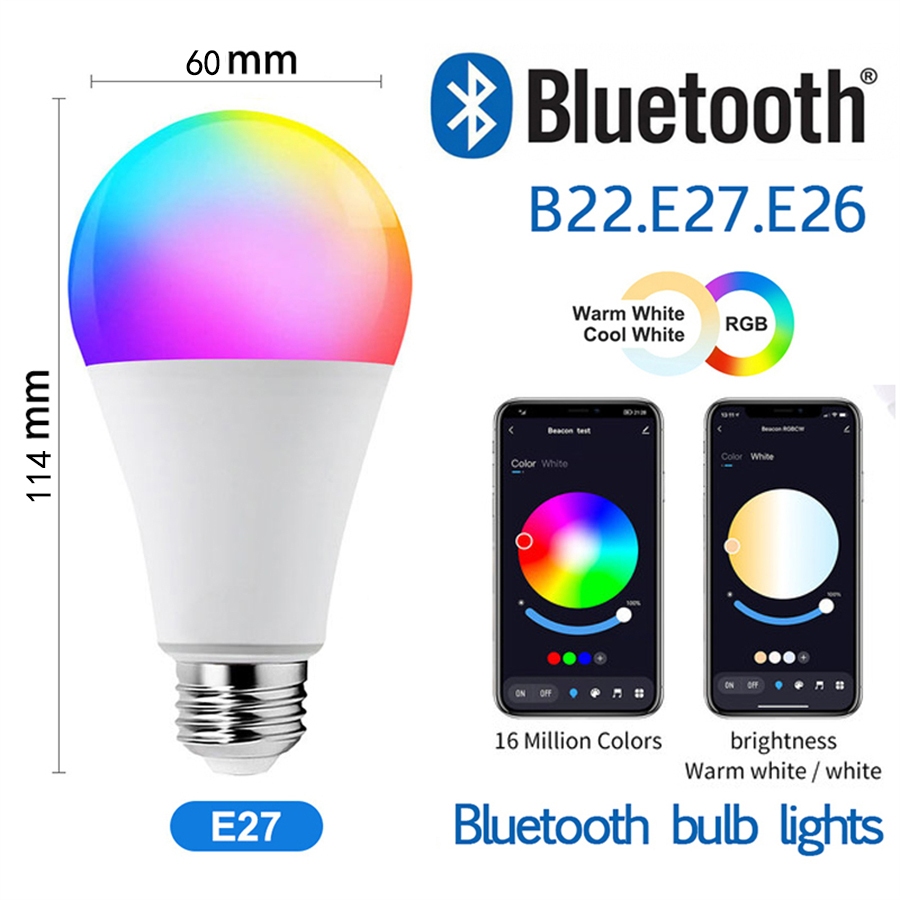 Tuya Lâmpada Inteligente Bluetooth Alexa Led E27 RGB 85V-265V Para SmartLife Google Assisatn