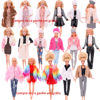 Barbie Boneca Princesa Moda Jaqueta De Pelúcia Terno Vestido Barbie Boneca Infantil Acessórios De Brinquedo/casa de boneca/roupa d