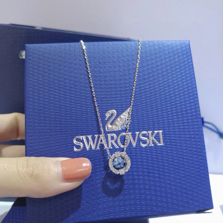 Swarovski Espumante Dança Colar De Diamantes Redondo Azul Diamante