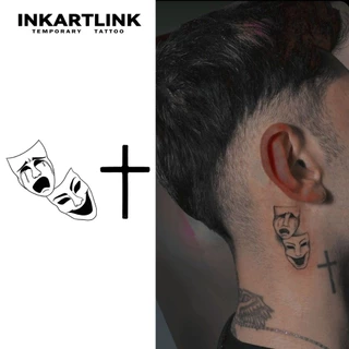 Adesivos Temporários Para Tatuagem Temporária Clown Cross , Mágica De Longa Duração À Prova D'água , Dura Até 15 Dias De Falsa semi Permanente .