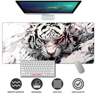Besta Mítica/Tapete De Rato Tigre Branco Plus Tamanho Mouse Pad Jogo Mesa Grande Base De Borracha Antiderrapante À Prova D'água E Durável Para Computador