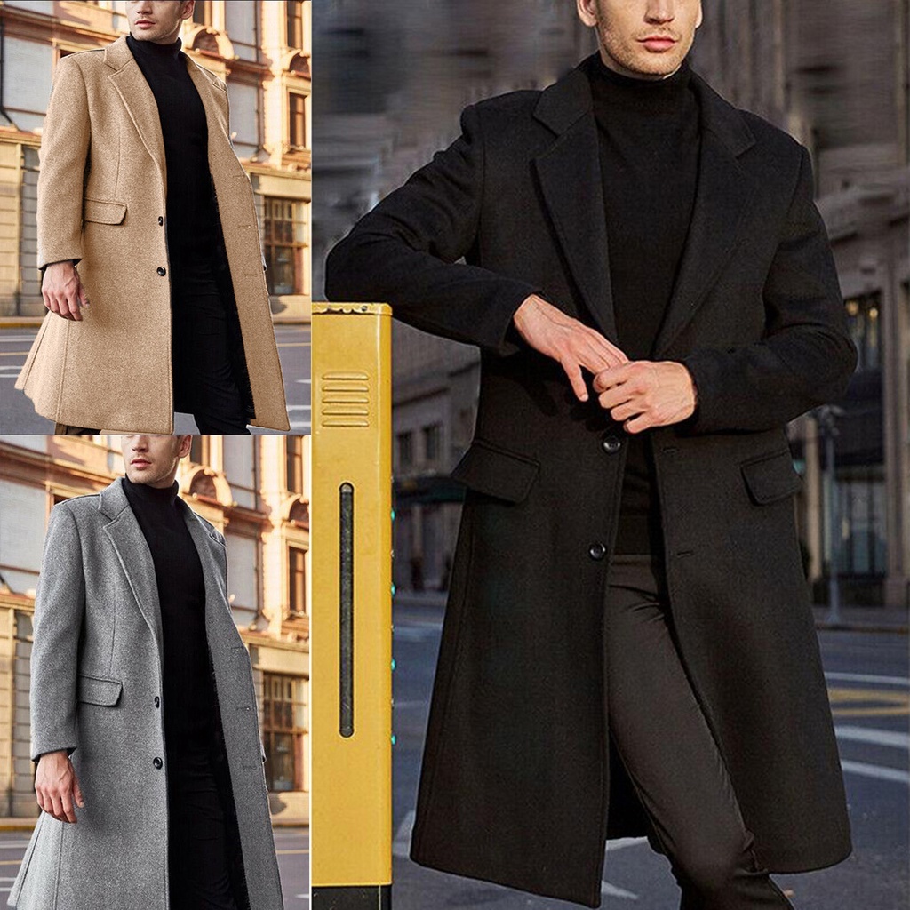 Casaco De Lã De Windbreaker Longo Para Homens Britânicos