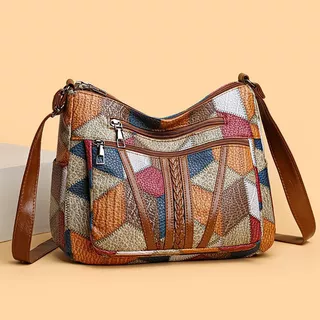 Bolsas Femininas Tiracolo De Elegante Luxo De Couro PU Xadrez