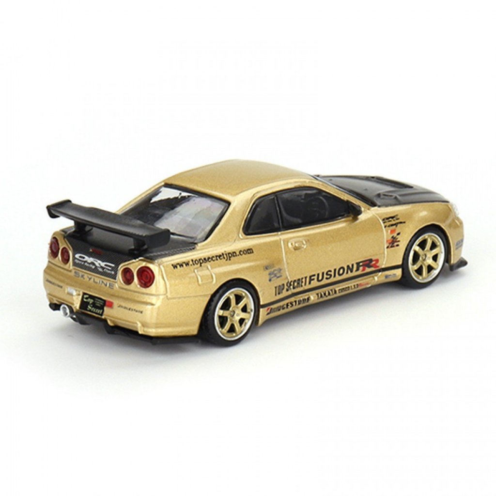 Mini GT MGT00676-R 676 1/64 NISSAN SKYLINE R34 TOP Segredo Ouro