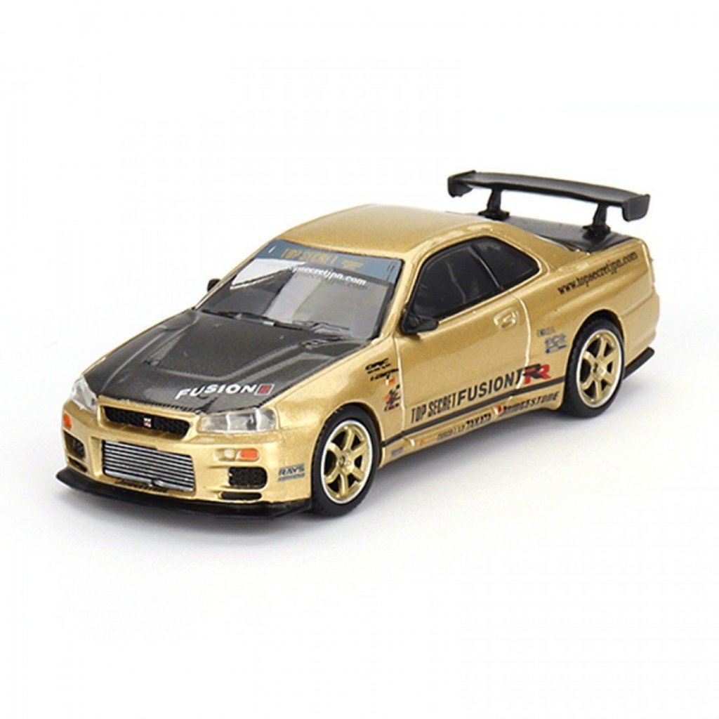 Mini GT MGT00676-R 676 1/64 NISSAN SKYLINE R34 TOP Segredo Ouro