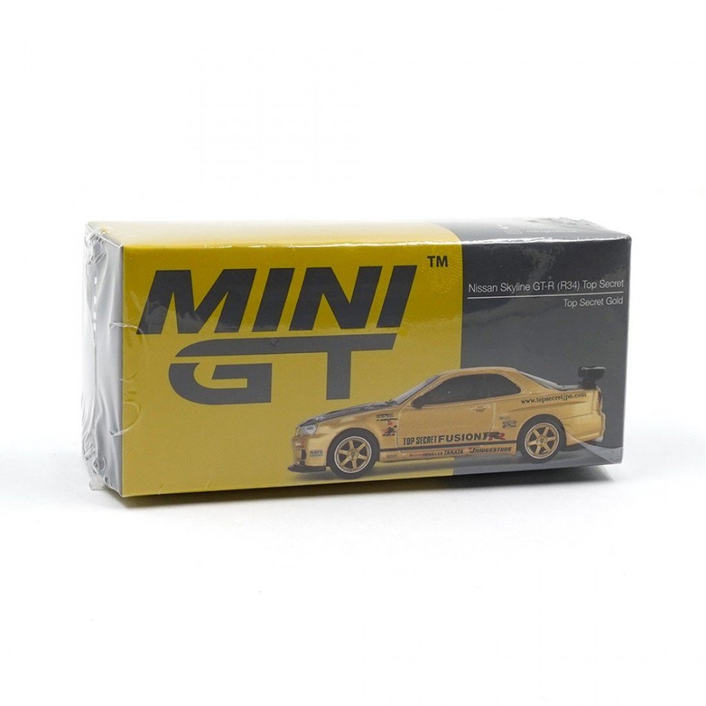 Mini GT MGT00676-R 676 1/64 NISSAN SKYLINE R34 TOP Segredo Ouro