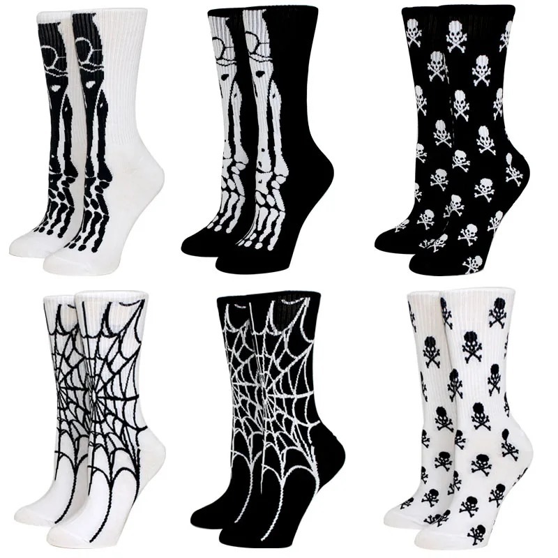 Nova Personalidade Casual Meias Terror Halloween Cosplay Longas Preppy Europeu E Americano Rua Skate Casal