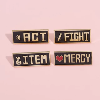 Jogo Engraçado Mercy Ou Fight Brooch Pins Textos Broches Lapela Crachás Punk Gothic Jewelry Gift Para Amigos