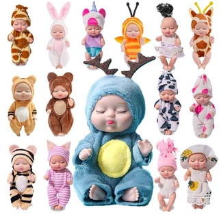 Reborn ML 11cm Simulação Renascida Boneca Silicone Sleep Baby Sólido Mini Cute Boy Vestido Realista De Brinquedos Meninas Presente