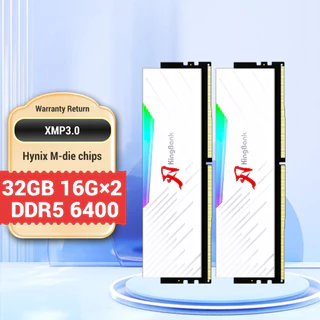 KingBank DDR5 6400MHz 16GB x2 32GB Módulo De Memória De Mesa XMP EXPO RGB Hynix M-die Ram De Canal Duplo Impressionante