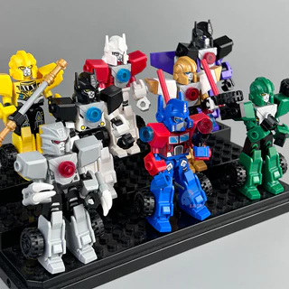 8 pçs Transformadores Blocos De Construção De Figura Brinquedos Optimus Prime Bumblebee Megatron Mecha Presente Infantil Meninos Brinquedos Educativos DIY