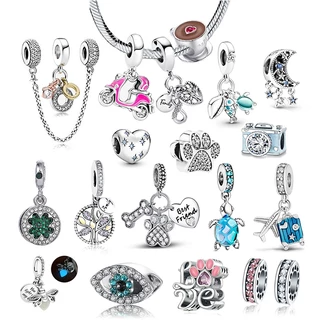 Lijiay Berloque 925 Pingentes De Prata Berloques Aviões De Terra Brilhantes Encantos De Fogo Para Pulseira