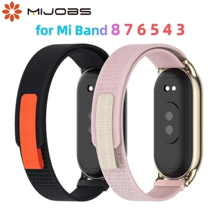 MIJOBS Trail Loop Para Mi Band 9 8 7 6 5 4 3 Alça De Nylon Respirável Metal Conector De Liberação Rápida Caixa Protetora Homens Mulheres Acessórios De Substituição
