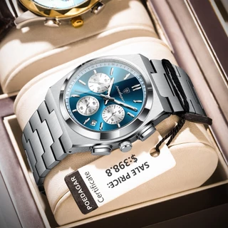 POEDAGAR Relógio Masculino Homem De Luxo Em Aço Inoxidável Chronograph Original Luminoso De Data À Prova D