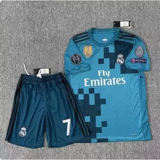 1718 Real Madrid Camisa Do Segundo Jogo Fora Da Liga Dos Campeões Versão No . 7 Ronaldo De Manga Comprida De Futebol Ramos Bell Personalizada