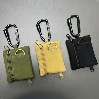 Porta-carteiras japonês Mini bolsa de moedas Mosquetão de lona Carteira pequena com zíper Bolsa esportiva para jovens ao ar livre Bolsa pequena