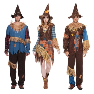 Fantasia De Horror Adulto Espantalho Casal De Luxo Palha Halloween Fantasma De Campo De Arroz Carnaval