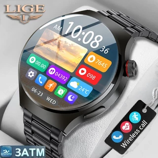 LIGE GT4 Relógio inteligente Original Masculino HD Tela de toque completa Multifuncional Chamada de voz Esportes IP68 Rastreador à prova d'água Frequência cardíaca BT SmartWatch