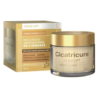 Creme Diurno Para o Rosto Papada e Pescoço Gold Lift Cicatricure FPS 30 Original - 50g