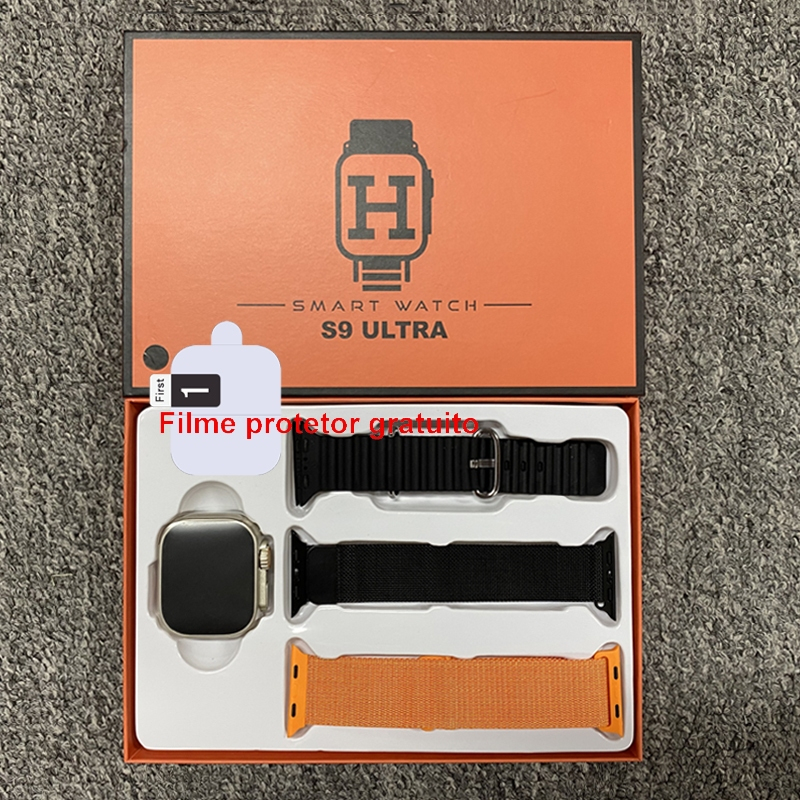 S9 Ultra Smart Watch 3 Straps set Men Women 49MM Bluetooth Chamada De ...