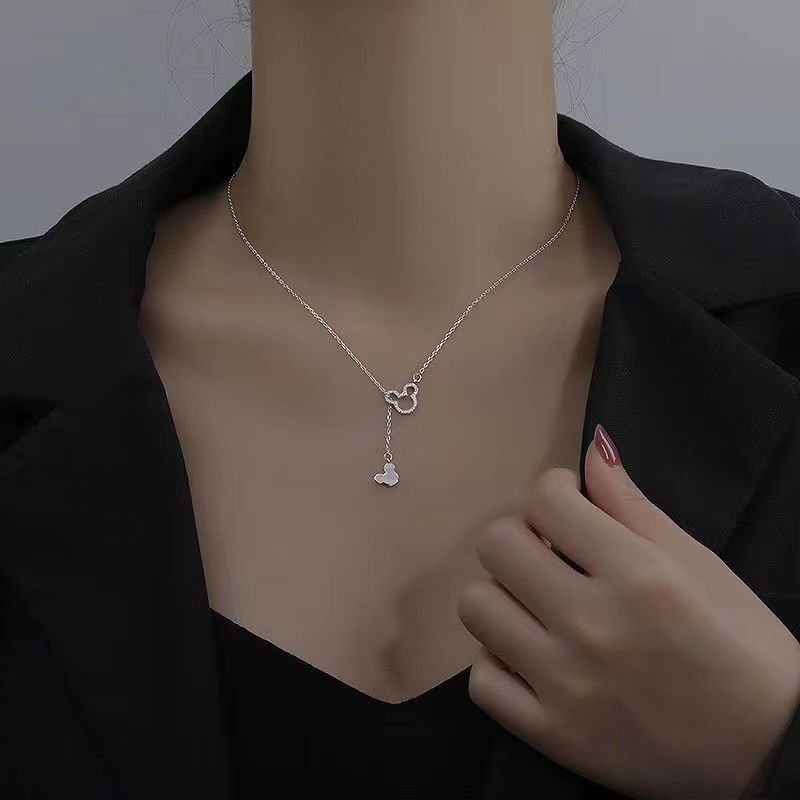 Lindo Colar Mickey Mouse Mickey Colar Mickey Feminino Simples ins Não Desaparece Niche High-End Collarbone Chain Classy Light Luxury High-