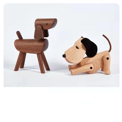 Figurinha De Madeira Para Cachorro Artesanal , Ornamento De Mesa , Modelo De Escultura , Decoração De Home Office , Animais De Estimação Os Amantes De Cães , Presente