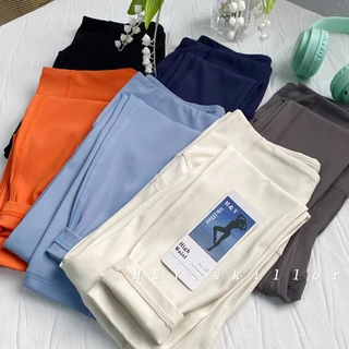 Lululu Calça De Yoga Com Bolsos Feminina De Cintura Alta Cortada Elástica Leggings Confortável De Secagem Rápida E Esportiva De Ajuste Apertado