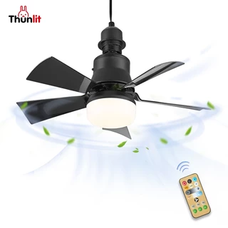 Ventilador De Teto Pequeno Thunlit Com Dormitório Leve Estudo De Tempo E Controle Remoto Dimmable 3 Velocidades Ajustável De 5 Lâminas De 30W E27