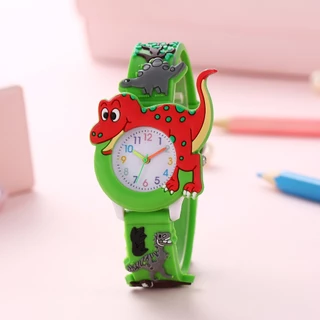 Bonito desenho animado Dinossauro Tiranossauro Tiranossauro Silicone Strap Relógio Infantil