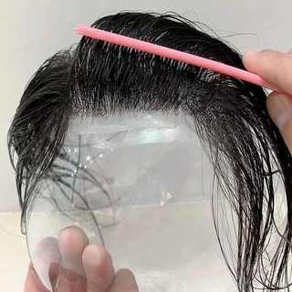 Couro Cabeludo Biológico Feminino Masculino Invisível Sem Traços De Cabelo ultra-Fino De Testa Maquiagem Peruca Franja real natural