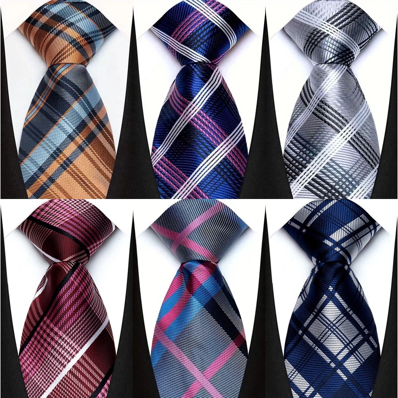 Gravata Masculina Secdtie - Xadrez Azul Escuro Jacquard Em Microfibra - Elegância Clássica
