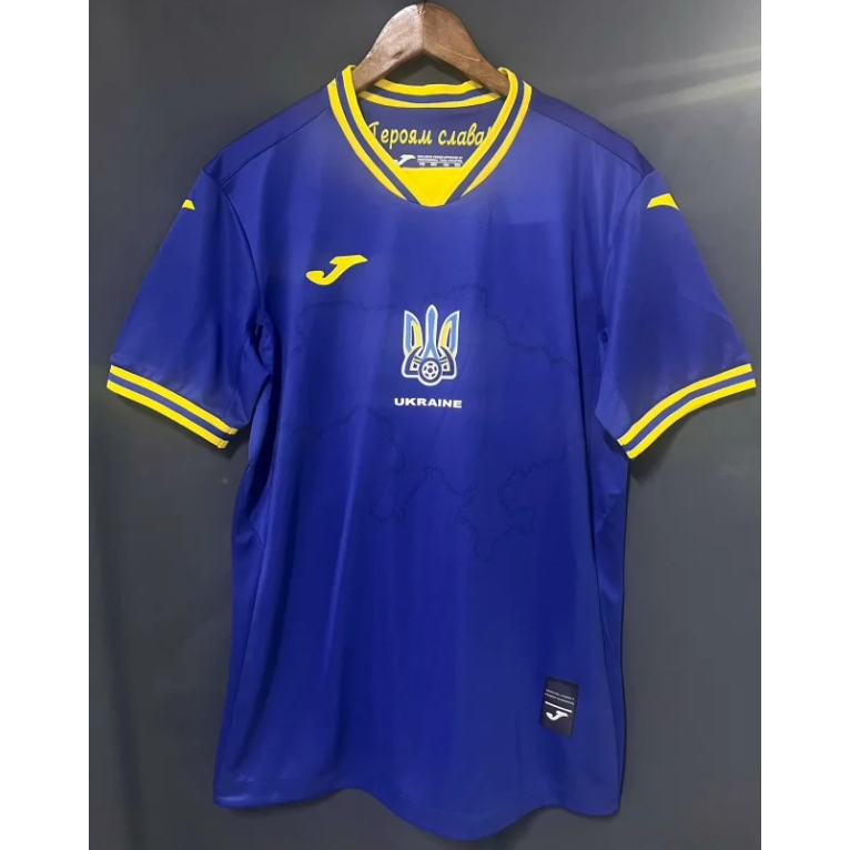 2022 Ucrânia Away Blue Tailândia Camisa Esportiva De Futebol Jersey Top Manga Curta