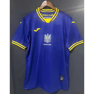2022 Ucrânia Away Blue Tailândia Camisa Esportiva De Futebol Jersey Top Manga Curta
