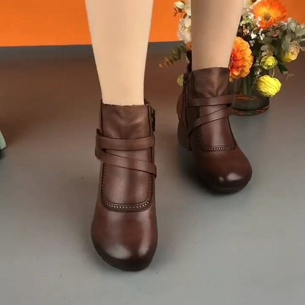 Botas Retro Genuínas De Couro Feminino Originais Feitas À Mão Femininas