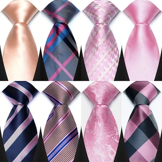 Nova Gravata Masculina 8CM Gravatas Para Homem Clássico Jacquard Tecido Xadrez Listras Sólidas Cor Rosa De Pescoço Vesti