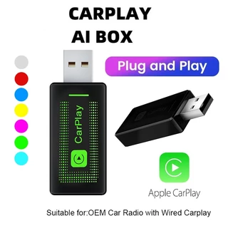 Adaptador USB CarPlay AI BOX Sem Fio Com Luz Colorida Plug and Play Para Carro CarPlay Com Fio De Fábrica De 2017 Ano Para iPhone iOS 10+